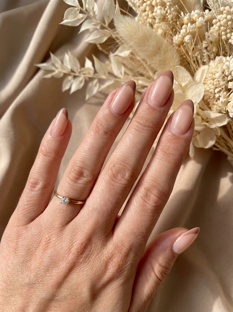 Soft Brown Wedding French Nails als Fall Wedding Nails Inspiration 2026